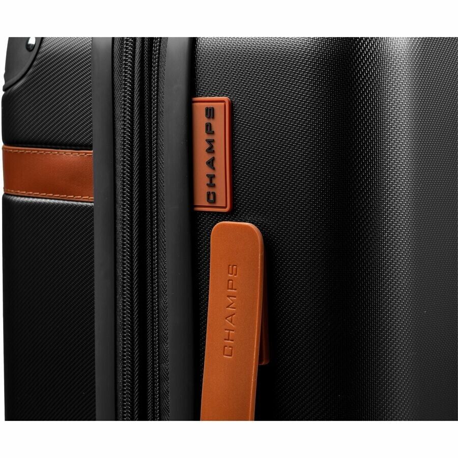 CHAMPS S1016C-BLACK Vintage Hardside Carry-On TSA Lock 360-Wheel USB Port Black