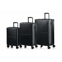 CHAMPS S1034-BLACK Earth 3-Pc Hardside Luggage Set TSA Lock 360-Wheel Black
