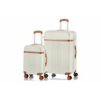 CHAMPS S1016-IVORY Vintage 2-Pc Hardside Luggage Set TSA Lock 360-Wheel Ivory