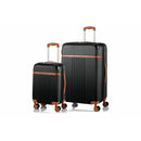 CHAMPS S1016-BLACK Vintage 2-Pc Hardside Luggage Set TSA Lock 360-Wheel Black