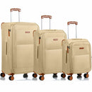 CHAMPS C5010-KHAKI Classic 3-Pc Softside Luggage Set TSA Lock 360-Wheel Khaki