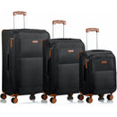 CHAMPS C5010-BLACK Classic 3-Pc Softside Luggage Set TSA Lock 360-Wheel Black