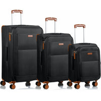 CHAMPS C5010-BLACK Classic 3-Pc Softside Luggage Set TSA Lock 360-Wheel Black