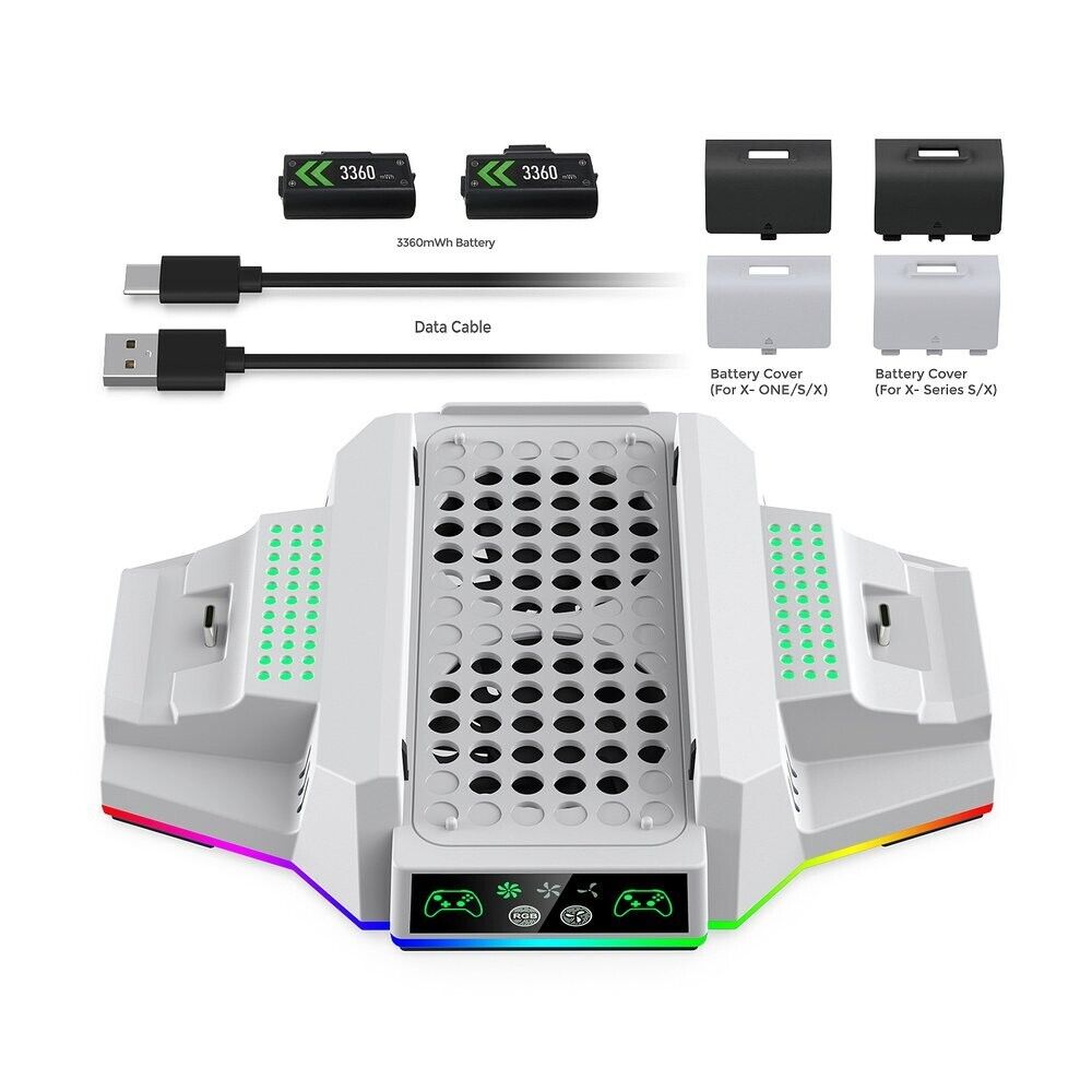 DOBE TYX-3612 WHITE XBOX SERIES S Console Grip Charging Stand w Ambient Lighting