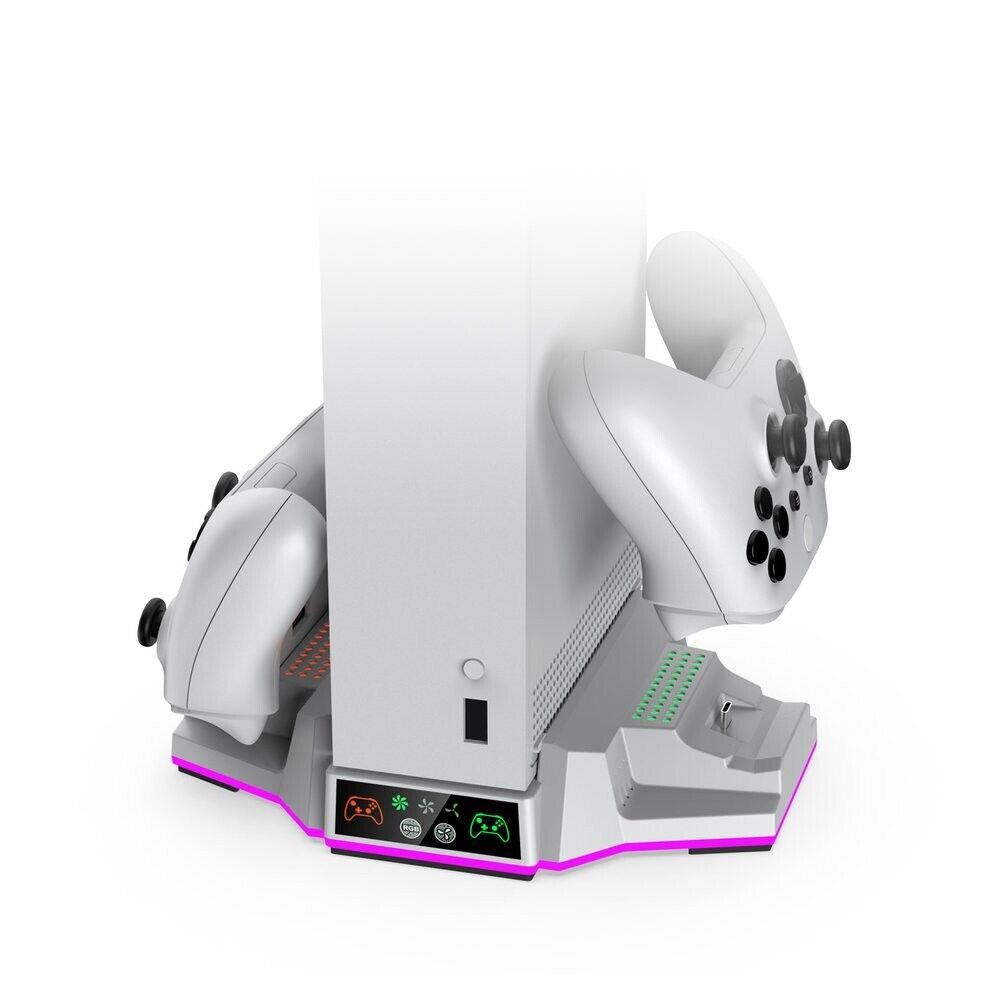 DOBE TYX-3612 WHITE XBOX SERIES S Console Grip Charging Stand w Ambient Lighting