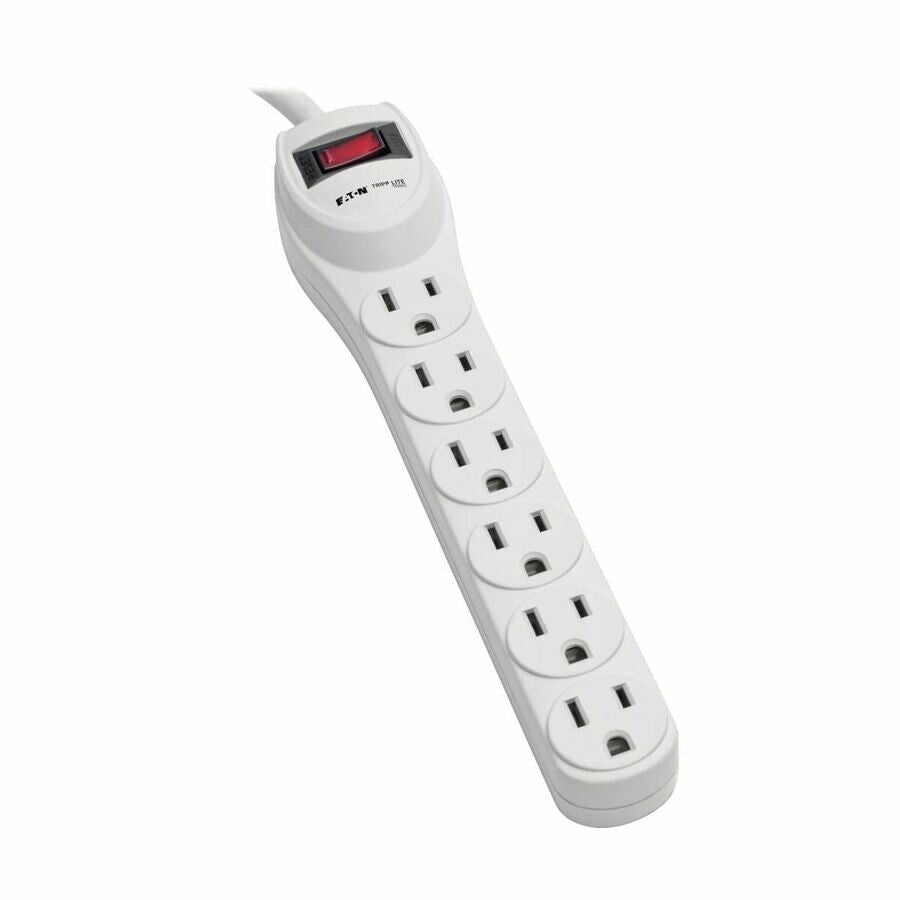 Eaton TLP602 6-Outlet Home Surge Protector Strip w 2Ft Cord 180 Joules LED White