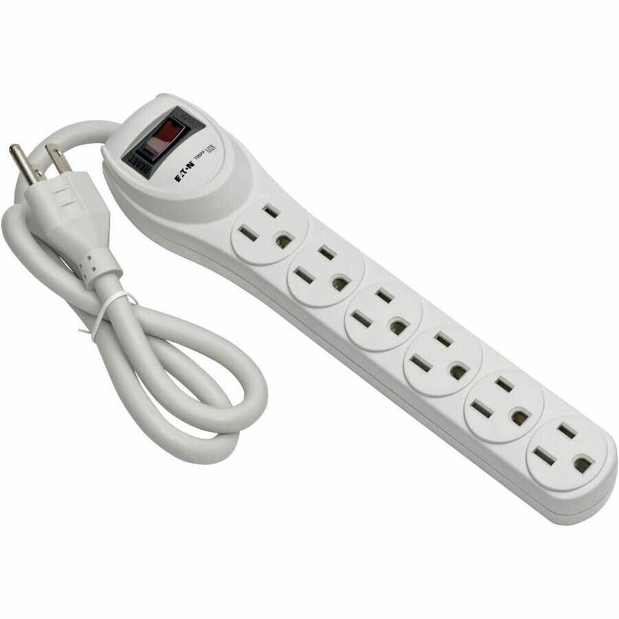 Eaton TLP602 6-Outlet Home Surge Protector Strip w 2Ft Cord 180 Joules LED White