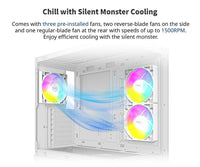 Montech XR-W XR ATX Mid-Tower PC Gaming Case 3 x 120mm ARGB PWM Fans Pre-Install