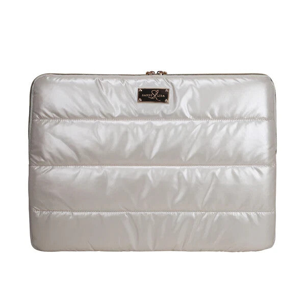 Sandy Lisa SLCPT-SLWT-15 16" Cape Town Notebook Sleeve Puffy Bag White Chrome