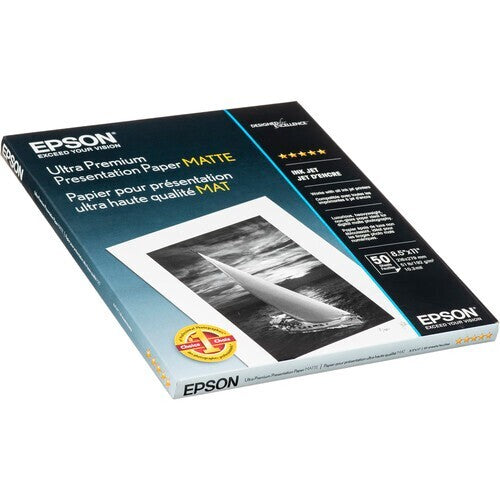Epson S041341 8.5" x 11" 49lb-Weight Matte White 104-Brightness 50-Sheets Pac