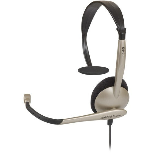 KOSS 195372 CS95 4Ft Communication Mono Headset Boom Mic 3.5mm Wired Black