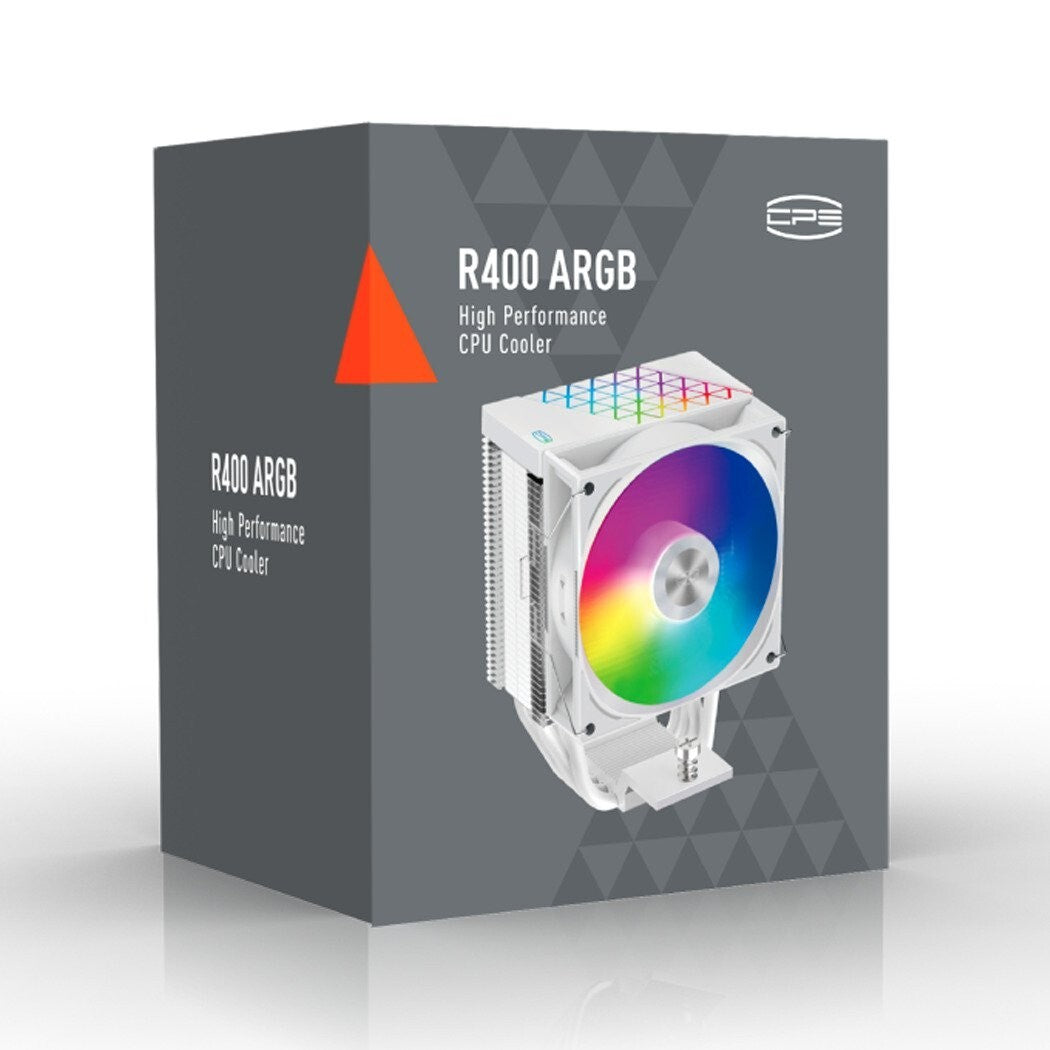 PCCOOLER R400 ARGB WH CPS CPU Air Cooler, 4 Heat pipes, vivified minimal fashion