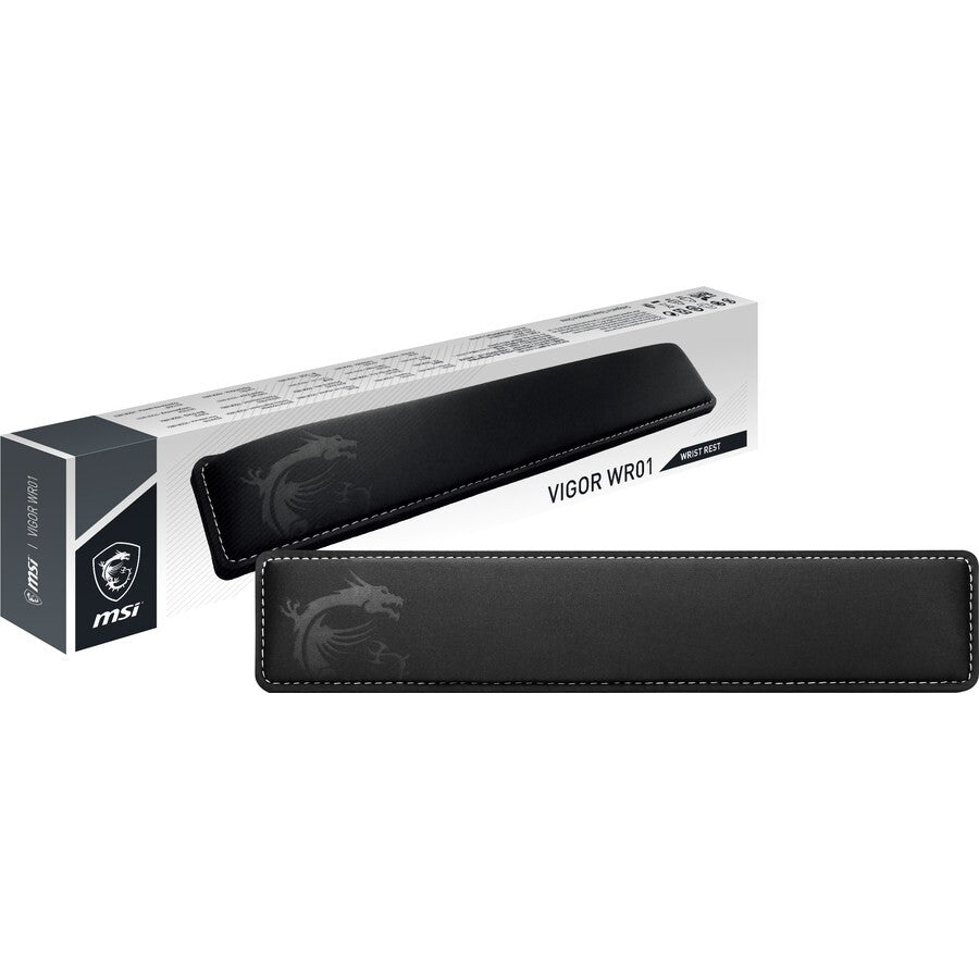 MSI Vigor WR01 Wrist Rest 0.98"x17.0"x3.3" Black Anti-Slip Silk Lycra Foam Gel