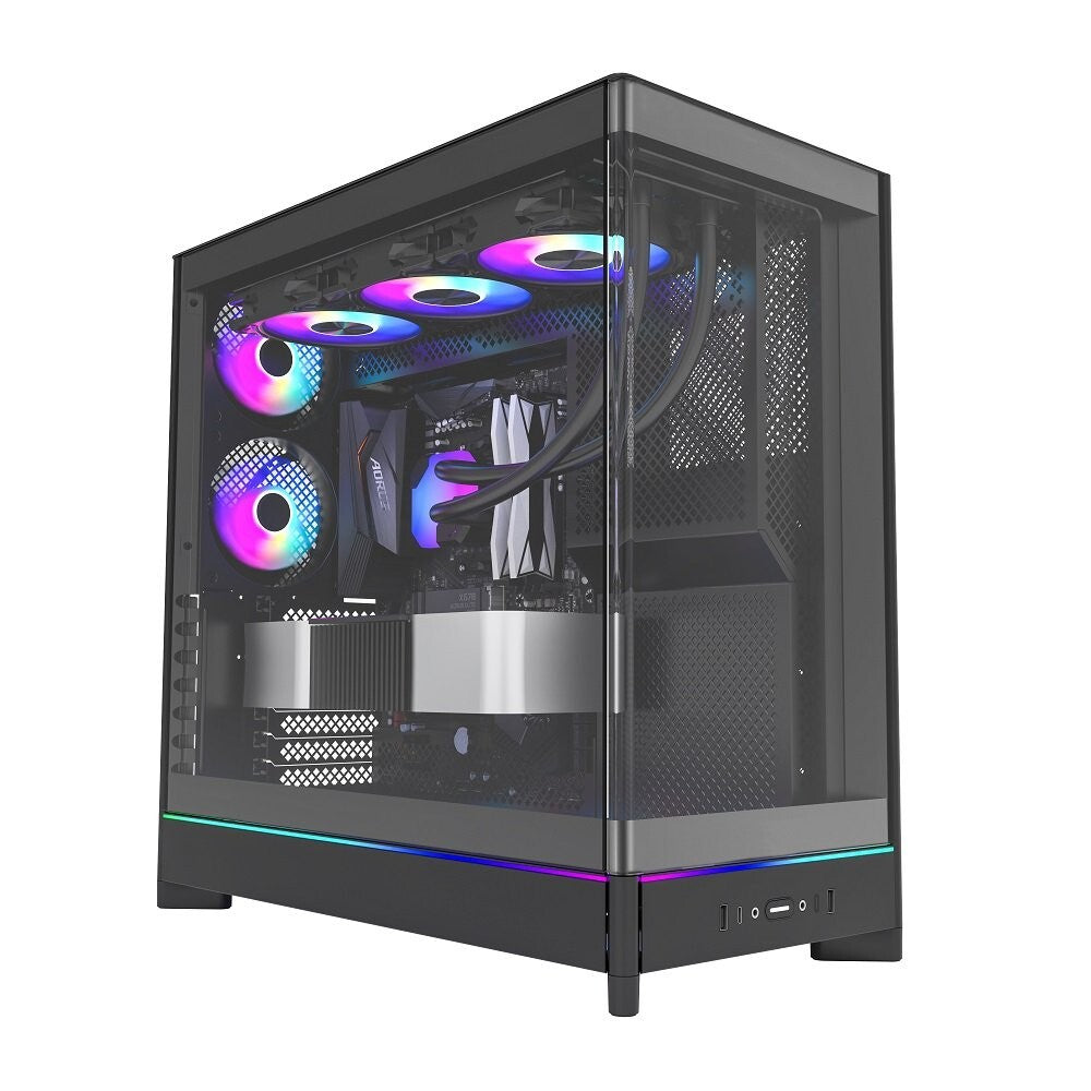 MONTECH HS02PB HS02 PRO, ATX Mid-Tower PC Case, Gaming PC, High-Airflow, 5x ARGB