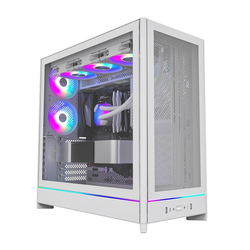 MONTECH HS01PW HS01 PRO, ATX Mid-Tower PC Case, Gaming PC, High-Airflow - White