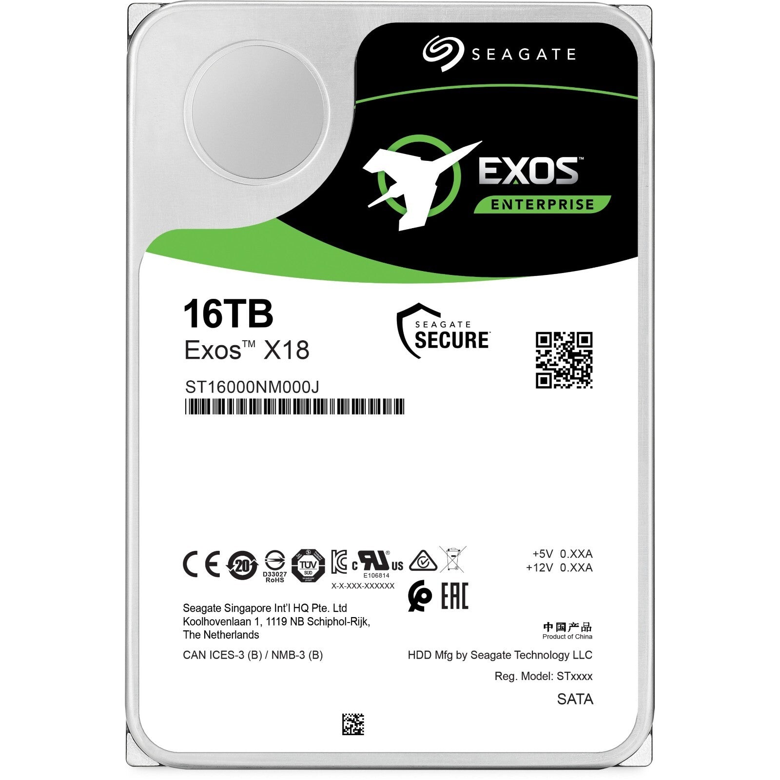 Seagate ST16000NM000J Exos X18 16 TB Hard Drive 3.5" Internal - SATA (SATA/600)