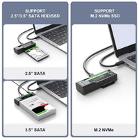 MAIWO K10635N type C 10Gbps to Dual Bay HDD/NVMe M2 SSD Clone Converter for 2.5