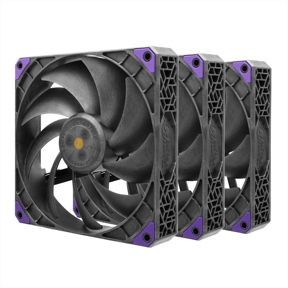 Super Flower SF-PF141-BK_3P MEGACOOL 140mm fan, Triple-Pack, 12-pole motor, PWM,