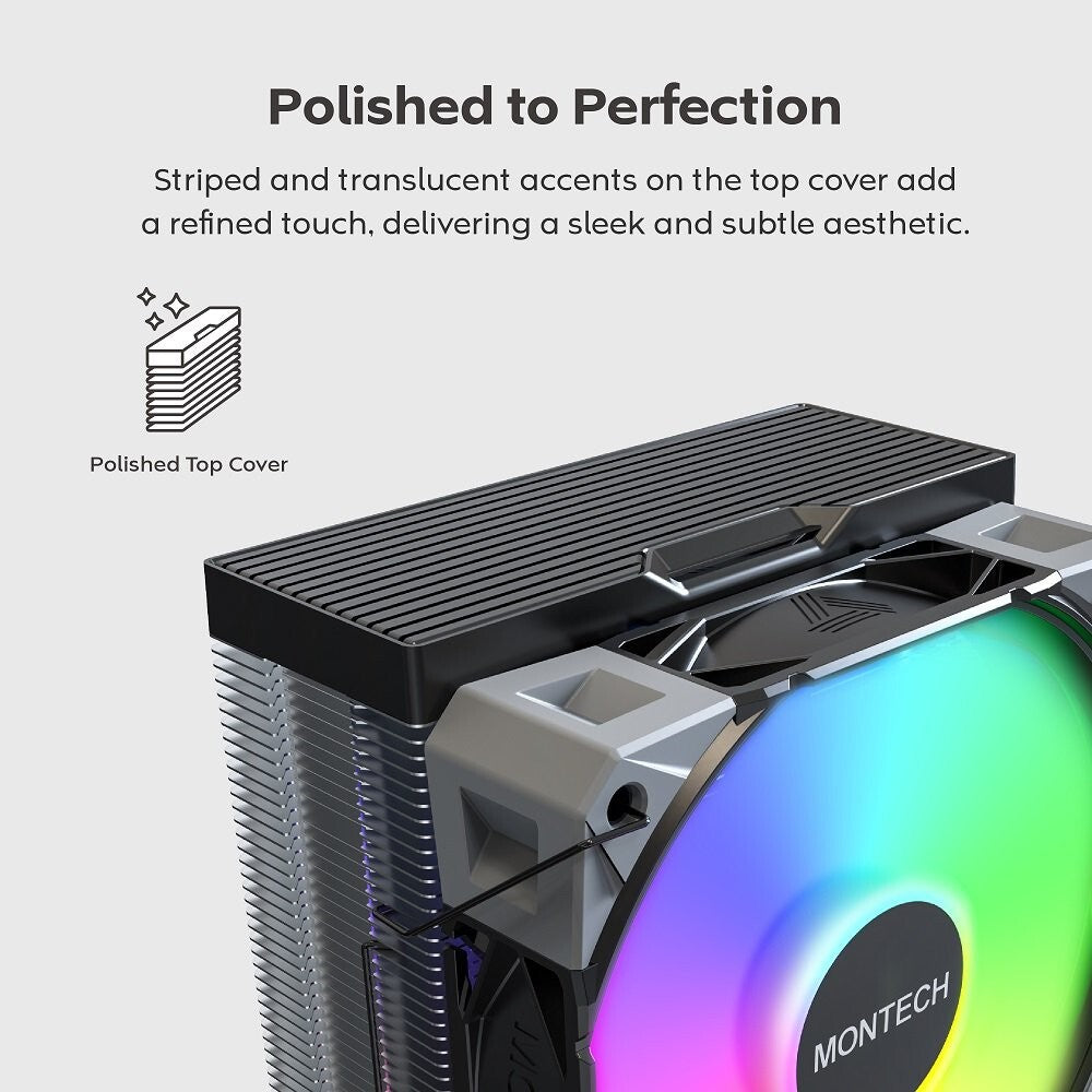 MONTECH NX400ARGBB NX400 ARGB CPU Air Cooler Single Tower, 4 Advanced Heat Pipes