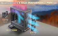 Antec FLUX SE, Sound-Dampening Side Panels, 5 x PWM Fans Included, Front Panel