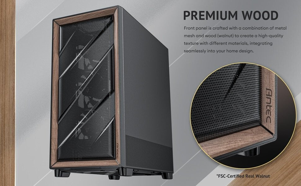 Antec FLUX SE, Sound-Dampening Side Panels, 5 x PWM Fans Included, Front Panel