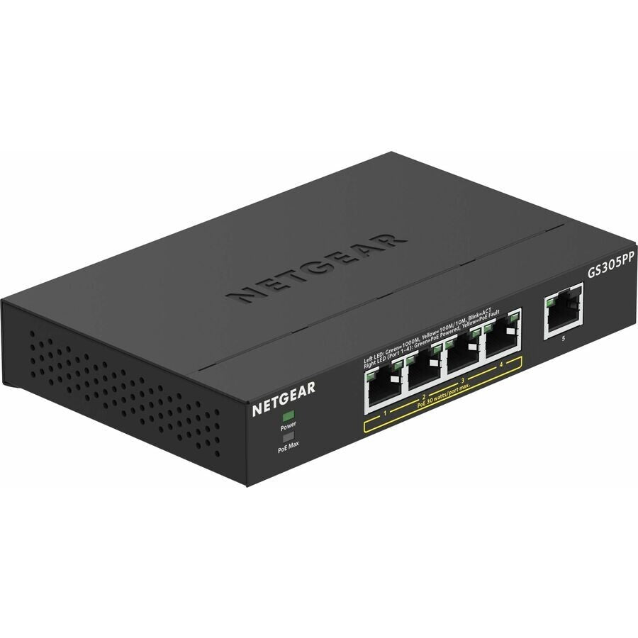 Netgear GS305PP-300NAS 5 Port Gigabit PoE+ SOHO Unmanaged Ethernet Switch
