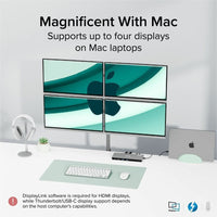 Plugable TBT-6950PD Thunderbolt 4 Docking Station Quad Monitor 100W Charging