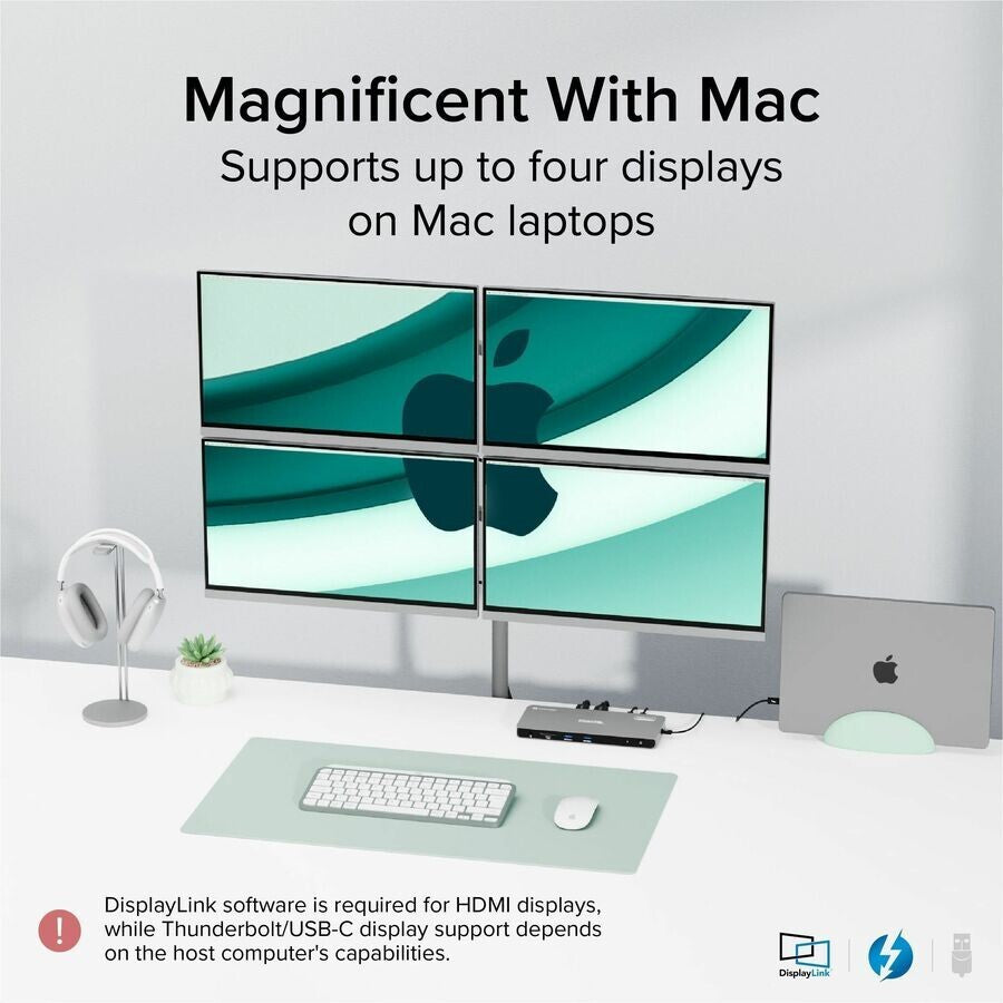 Plugable TBT-6950PD Thunderbolt 4 Docking Station Quad Monitor 100W Charging