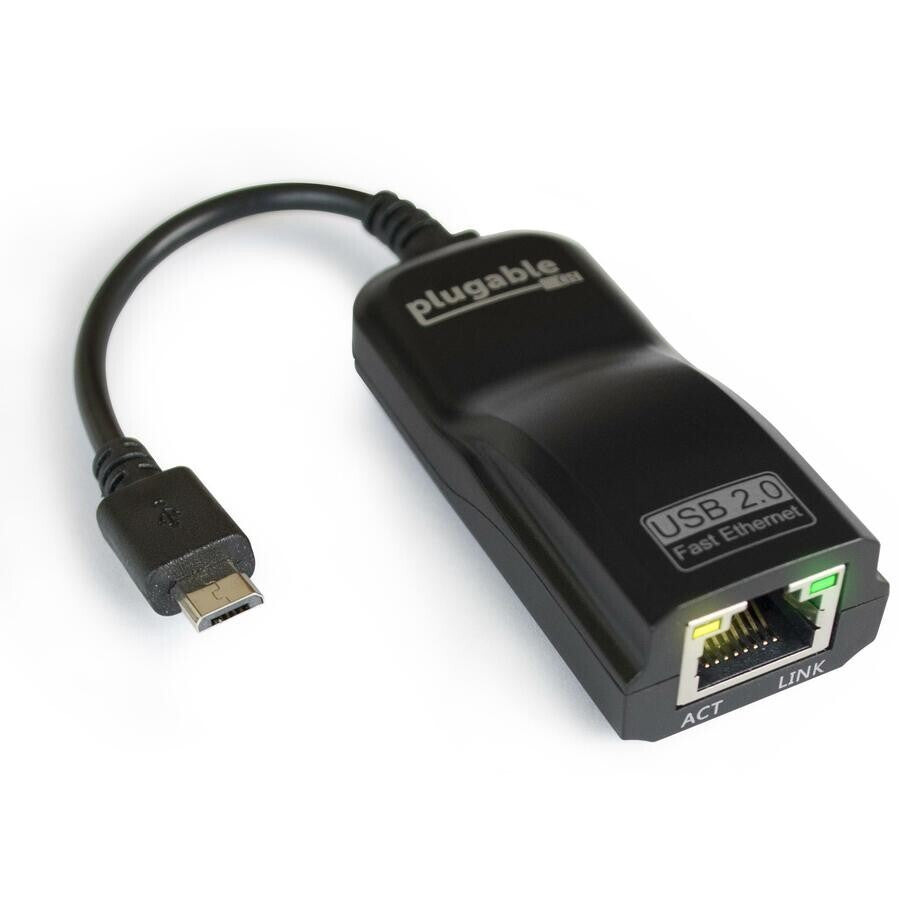 Plugable USB2-OTGE100 USB 2.0 OTG Micro-B to Ethernet Adapter 100Mbps Black