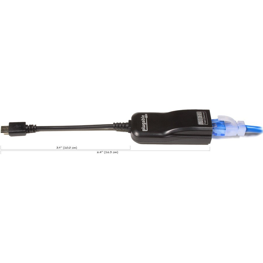 Plugable USB2-OTGE100 USB 2.0 OTG Micro-B to Ethernet Adapter 100Mbps Black