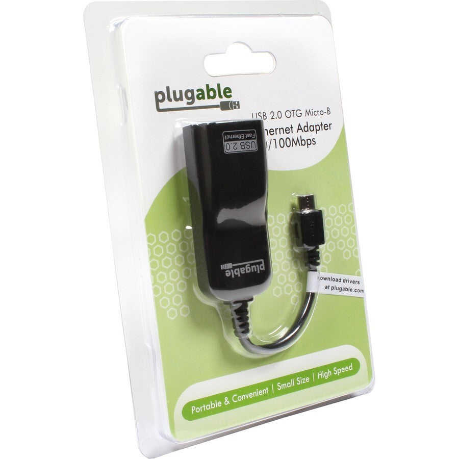 Plugable USB2-OTGE100 USB 2.0 OTG Micro-B to Ethernet Adapter 100Mbps Black