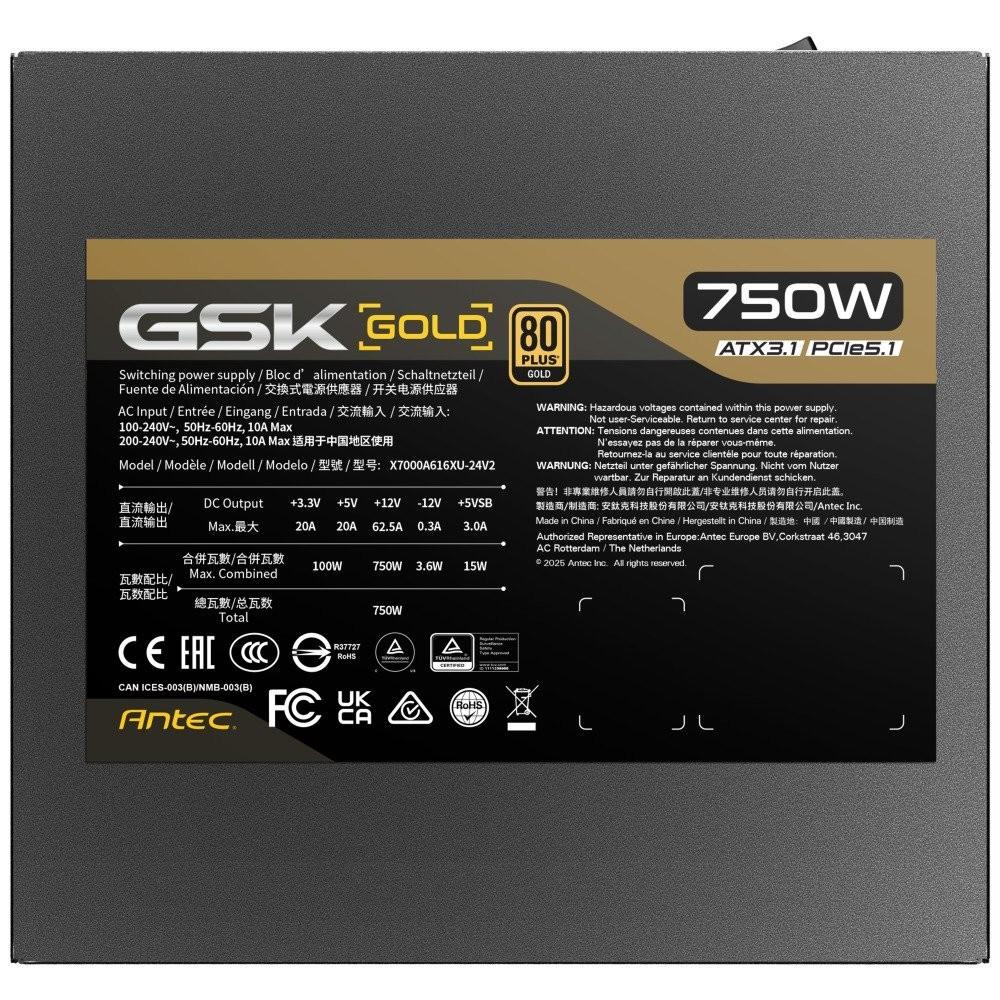 ANTEC GSK750 V2 750W 80+ Gold Full Modular ATX 3.1 PCIe 5.1 PC Power Supply Unit