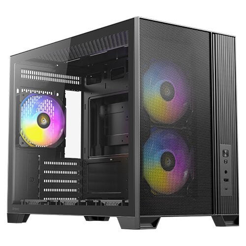 ANTEC FLUX M MicroATX PC Case 6x120mm Fans ARGB PWM USB-C 360mm Glass Temp Black