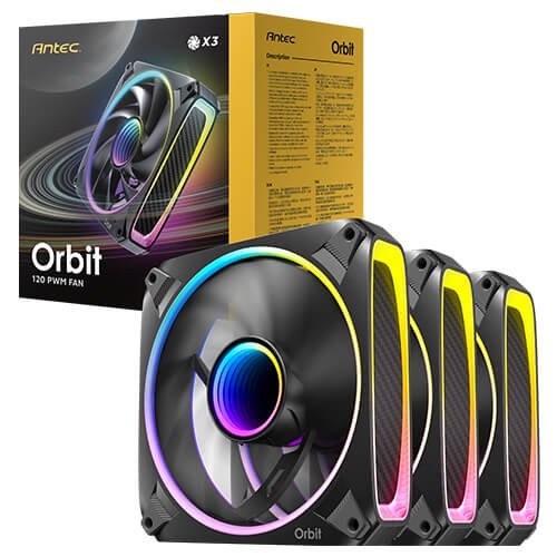 ANTEC ORBIT 120 ARGB 3-Pack PWM PC Fan FDB Bearing 2000 RPM Infinity Mirror