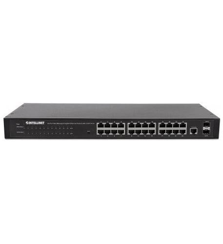 Intellinet 560917 24-Port Managed Gigabit Switch 2 SFP Rackmount SNMP VLAN QoS