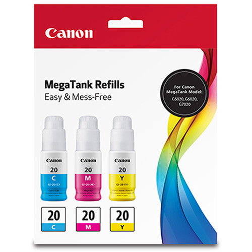 Canon 3394C003 GI-20 CMY Ink Bottle Value Pack - Inkjet - Cyan, Magenta, Yellow