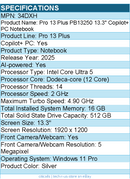 Dell 34DXH Pro 13 Plus PB13250 13.3" Copilot+ PC Notebook - Full HD Plus