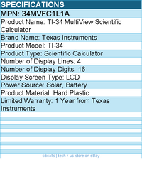 Texas Instruments 34MVFC1L1A TI-34 MultiView Scientific Calculator