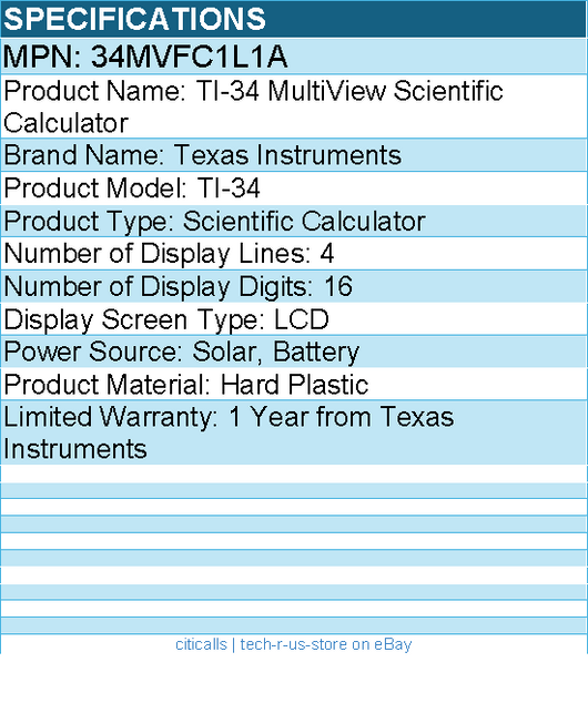 Texas Instruments 34MVFC1L1A TI-34 MultiView Scientific Calculator