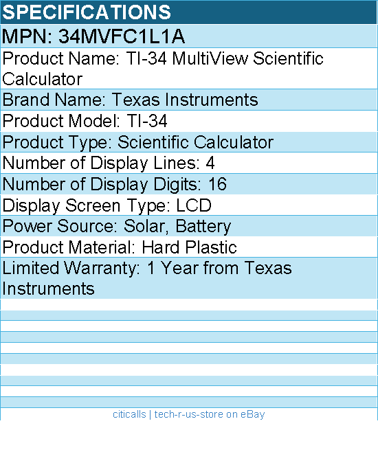 Texas Instruments 34MVFC1L1A TI-34 MultiView Scientific Calculator