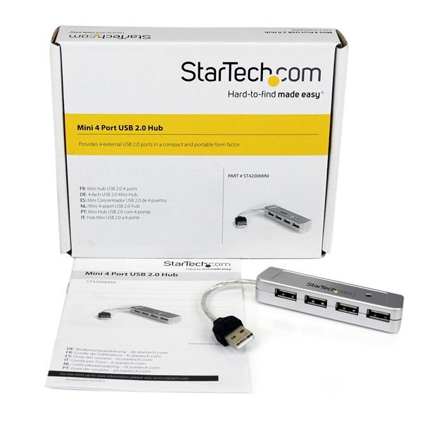 StarTech ST4200MINI Mini 4 Port USB 2.0 Small Pocket-Size Portable External Hub