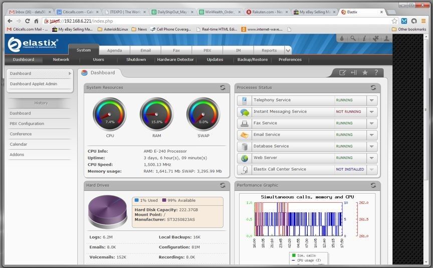 Asterisk Open Source M808 VoIP IP PRO PBX ATOM 410 4GB 240GB 2 FXO IVR Voicemail