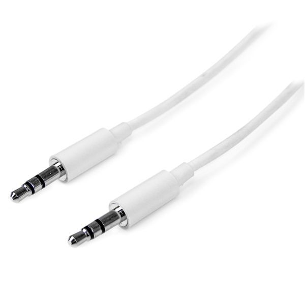 StarTech MU1MMMSWH 1m (3 ft) White Slim 3.5mm Stereo Audio Cable - Male to Male