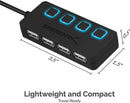 Sabrent HB-UMLS 4 Port USB 2.0 Hub with Individual Power Switch Blue LED