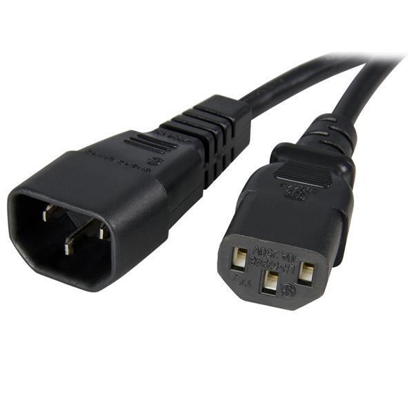 StarTech PXT100143 3 ft 14AWG Computer Power Cord Extension - C14 to C13 Power