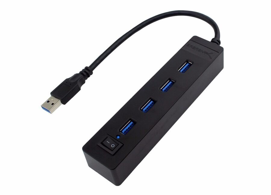 Sabrent HB-U3P4 4-Port USB 3.0 Hub with Power Switch USB External 4 Ports