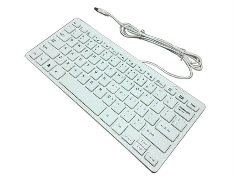 CHN CQT 78 Keys Mini Slim Lightweight Wired USB Plastic WHITE Keyboard Windows