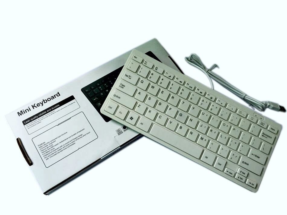 CHN CQT 78 Keys Mini Slim Lightweight Wired USB Plastic WHITE Keyboard Windows