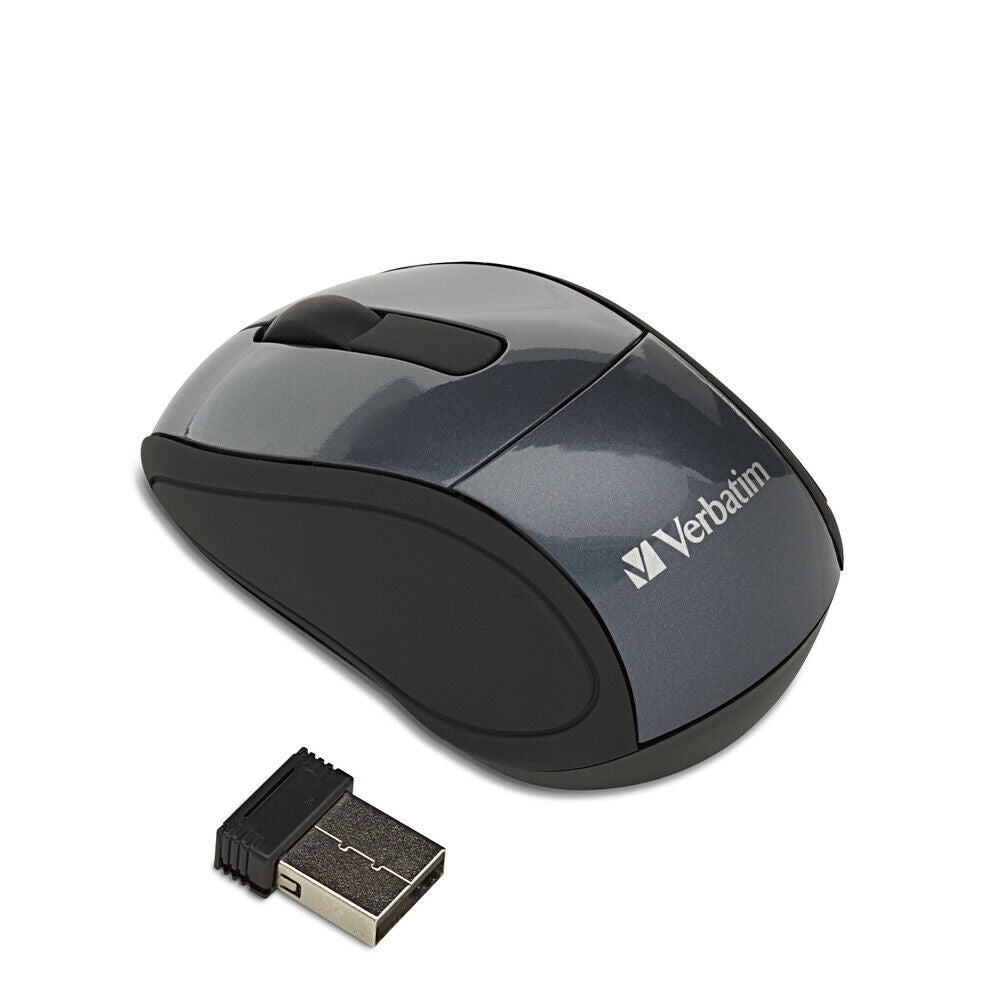 Verbatim 97470 Small Mouse Wireless Optical USB Scroll Wheel Graphite Notebook