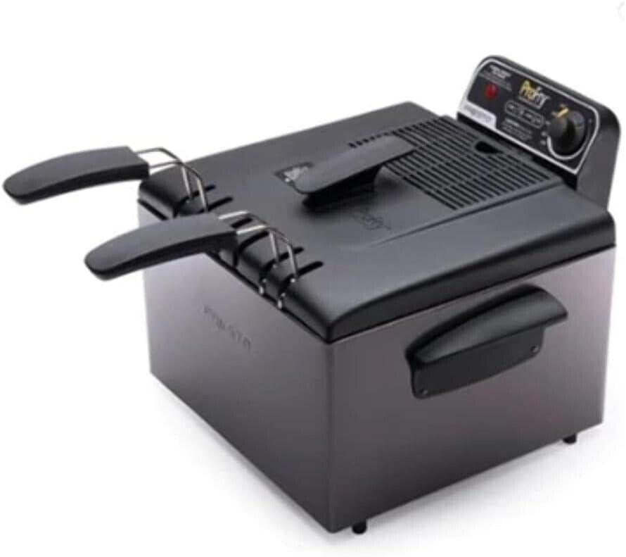 Presto 05489 Black Stainless Steel Dual Basket ProFry - 1800 W - 120 V AC